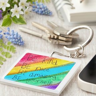 Porte-clés Citation Inspirante Arc-en-Ciel Soyez Gentil Soyez
