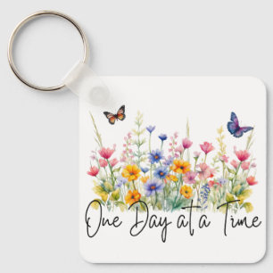 Porte-clés Citation Inspirante de Fleur Sauvage pour Un Jour 