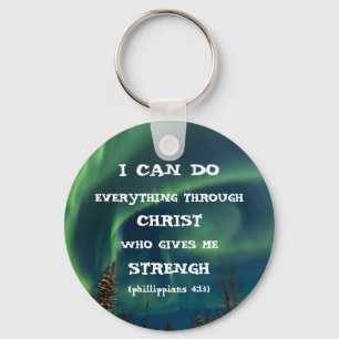 Porte-clés Citation inspirante de la Bible Northern Lights