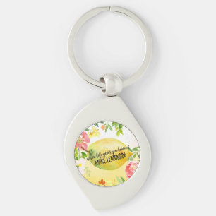 Porte-clés Citation inspirante de l'aquarelle de citrons