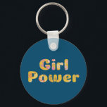 Porte-clés Citation Inspirationnelle Girl Power Floral Letter<br><div class="desc">Guillemets floraux de Girl Power en Porte - clé bleu et jaune</div>