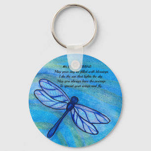 Porte-clés Citation inspirée de la libellule bleue bénie irla