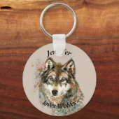 Porte-clés Citation Loups d'amour Nom personnalisé (Recto)