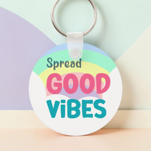 Porte-clés Citation Pastel Rainbow Répend de Bonne Vibes