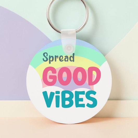 Porte-clés Citation Pastel Rainbow Répend de Bonne Vibes