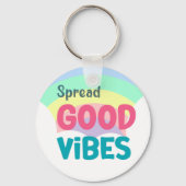 Porte-clés Citation Pastel Rainbow Répend de Bonne Vibes (Recto)