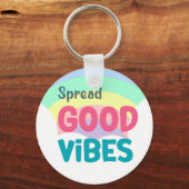 Porte-clés Citation Pastel Rainbow Répend de Bonne Vibes (Recto)