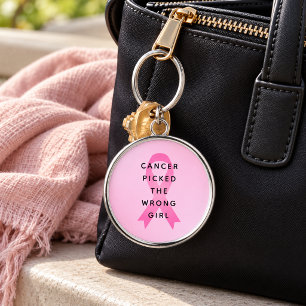 Porte-clés Citation Rose Cancer a Choisi la Mauvaise Fille