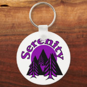 Porte-clés Citation Serenity Moderne Black Purple Lune Arbres (Recto)