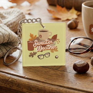 Porte-clés Citation Sweater Weather Cozy Livre d'Idées Automn