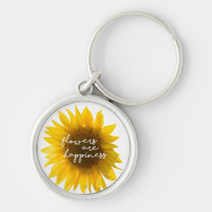 Porte-clés Citation tournesol "les fleurs sont le bonheur"