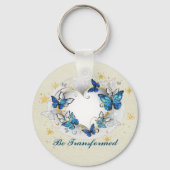 Porte-clés Citation Transformée Cœur et Papillons Bleus (Verso)