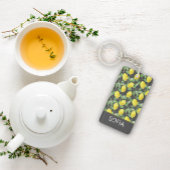 Porte-clés Citron aquarelle motif nom personnalisé jaune gris