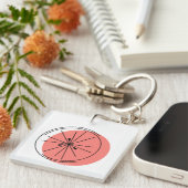 Porte-clés Citron Monogramme Rose carré double face (Devant Droit)