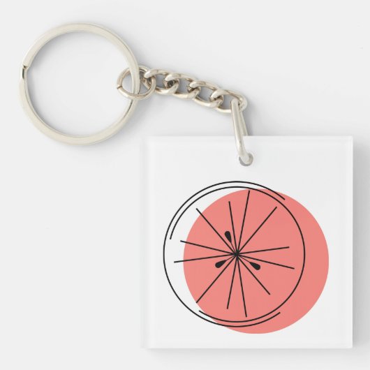 Porte-clés Citron Monogramme Rose carré double face (Devant)