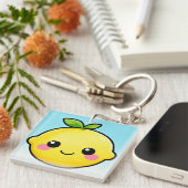 Porte-clés citron souriant mignon (Devant Droit)