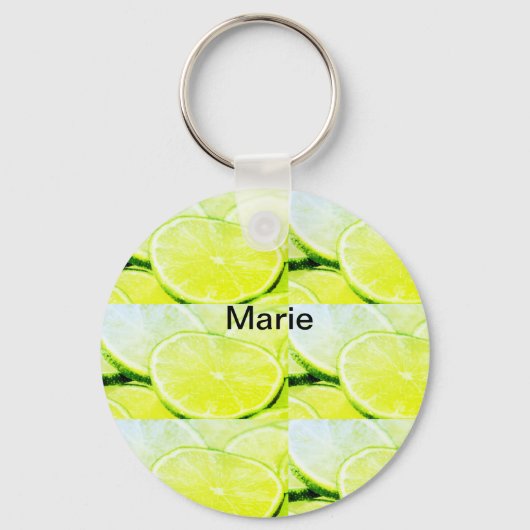 Porte-clés Citron vert jaune simple ajouter un nom minimal pe (Recto)