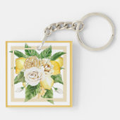 Porte-clés Citrons et roses dans des cadres jaunes (Dos)