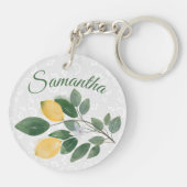 Porte-clés Citrons siciliens à l'aquarelle Nom (Dos)
