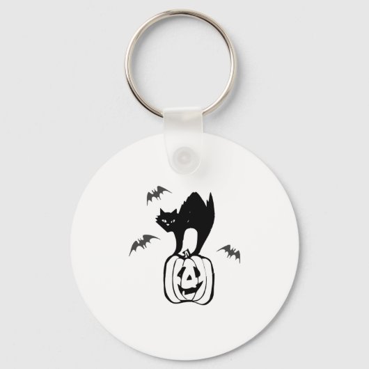 Porte-clés citrouille de chat chauves-souris halloween (Recto)