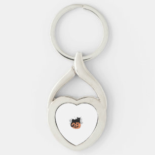 Porte-clés Citrouille de chat noir