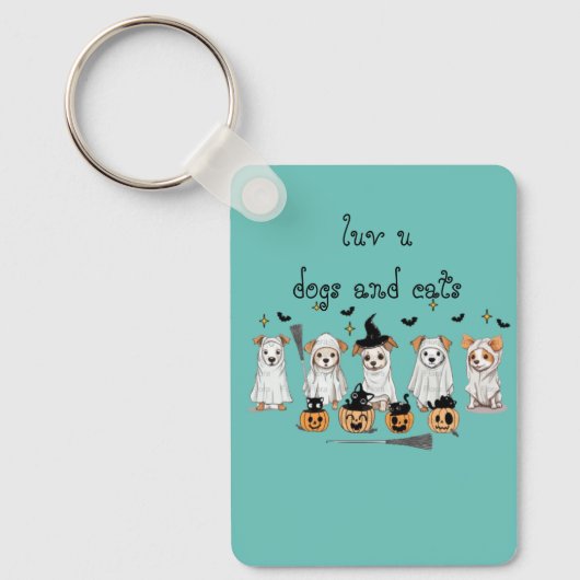 Porte-clés Citrouille de chat noir de chien fantôme Halloween (Recto)