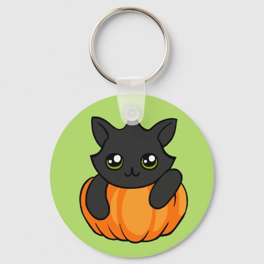 Porte-clés Citrouille de chat noir mignon dessin Porte - clé  (Recto)