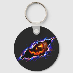 Porte-clés Citrouille de Halloween lumineuse cosmique déchiré