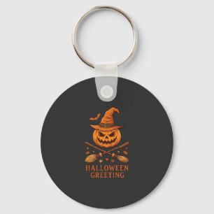 Porte-clés Citrouille de salutation d'Halloween Sorcière Chap
