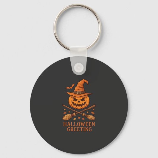 Porte-clés Citrouille de salutation d'Halloween Sorcière Chap (Recto)