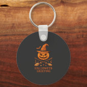Porte-clés Citrouille de salutation d'Halloween Sorcière Chap (Recto)