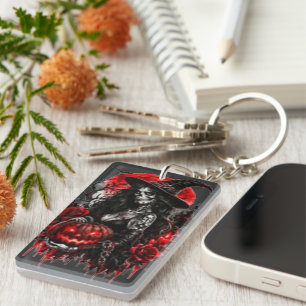 Porte-clés Citrouille de sorcière gothique Halloween Chat noi