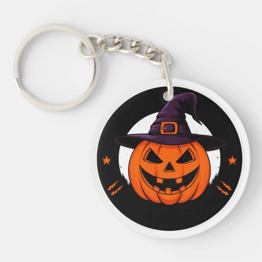 Porte-clés Citrouille de sorcière mignonne Jack O Lantern 🎃 (Devant)