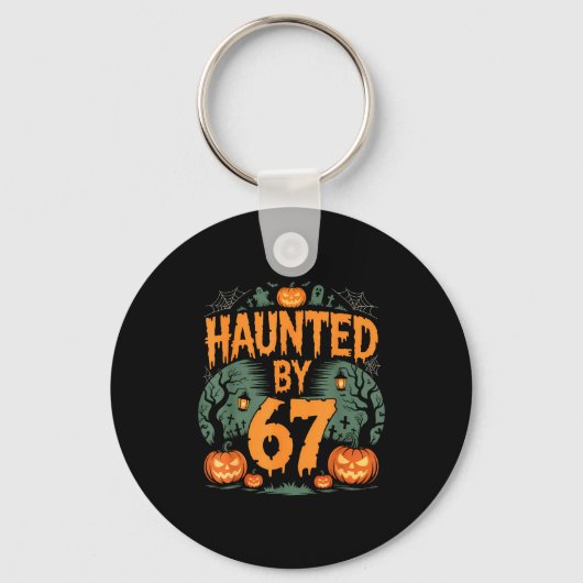 Porte-clés Citrouille d'Halloween hantée par le mème 67 (Recto)