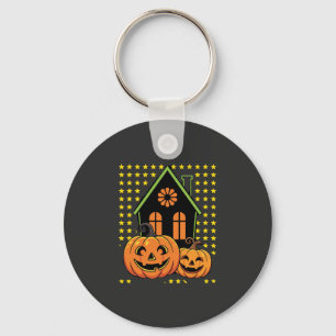 Porte-clés Citrouille d'Halloween mignonne Maison hantée Étoi