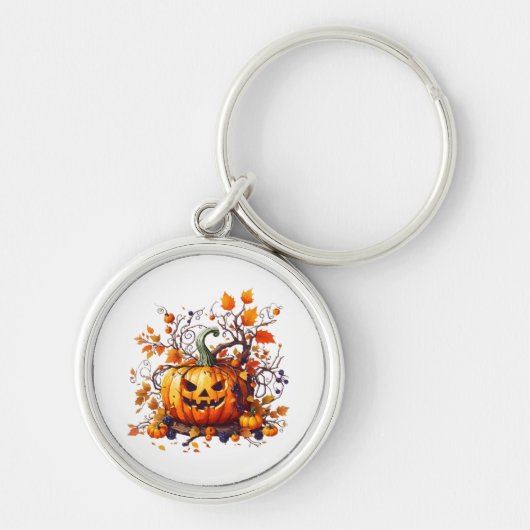 Porte-clés citrouille drôle d'Halloween d'automne (Devant)