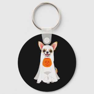 Porte-clés Citrouille du Chihuahua Ghost Halloween Fall Amour