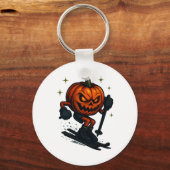 Porte-clés Citrouille effrayante d'Halloween montrant des com (Recto)