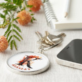 Porte-clés Citrouille Halloween Nom Lettre K Floral Monogramm (Côté)