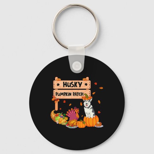 Porte-clés Citrouille Husky Patch Thanksgiving Chig En Citrou (Recto)