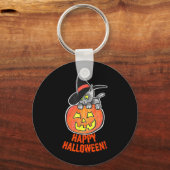 Porte-clés Citrouille Jack-O-Lantern Chat Noir Halloween (Recto)