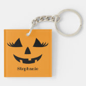 Porte-clés Citrouille Jack-o'-lantern Lashes Avec Prénom (Dos)
