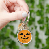 Porte-clés Citrouille Jack-o'-lantern Lashes Avec Prénom (main)