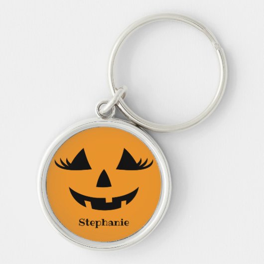 Porte-clés Citrouille Jack-o'-lantern Lashes Avec Prénom (Devant)