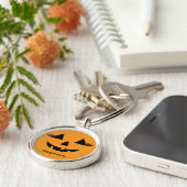 Porte-clés Citrouille Jack-o'-lantern Lashes Avec Prénom (Côté)