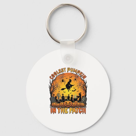 Porte-clés Citrouille la plus cool Patch Halloween Sorcière A (Recto)