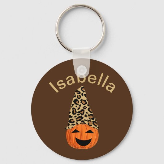 Porte-clés Citrouille Portant Un Casquette léopard (Recto)