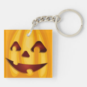 Porte-clés Citrouille sculpté souriant design Halloween