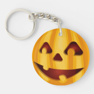 Porte-clés Citrouille sculpté souriant design Halloween