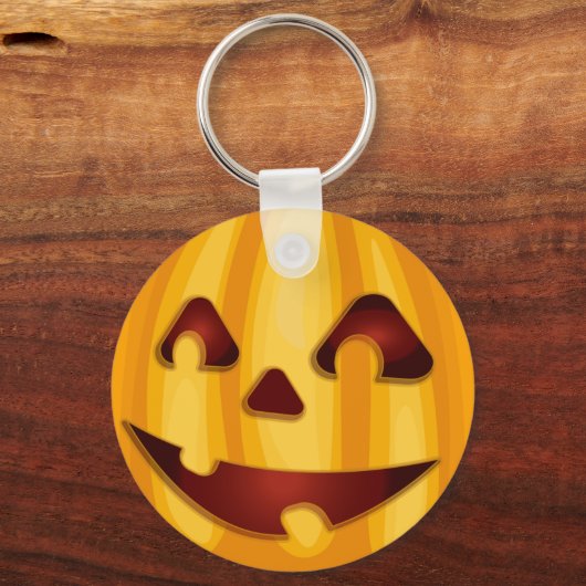 Porte-clés Citrouille sculpté souriant design Halloween (Recto)